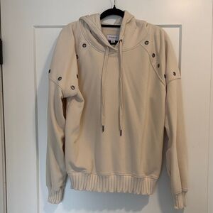 Evereve Cream Grommet Accent Hoodie